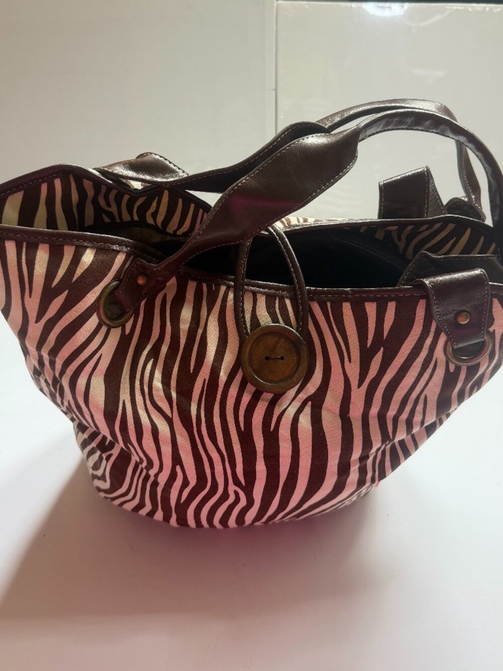 Payless Brown and White Striped Tote